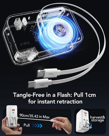 Retractable USB C Charger Wall Plug