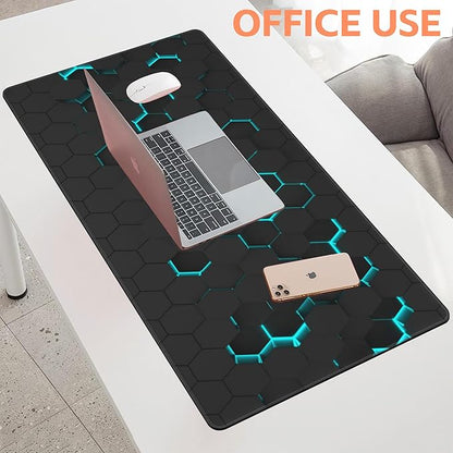 Mouse Pad Large Abstract Hexagonal Neon Non-Slip Game Desk Mat