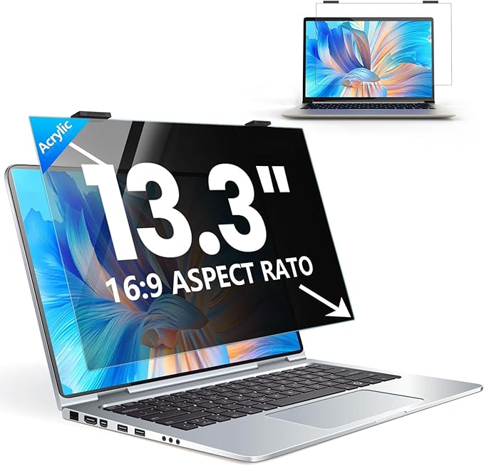 Laptop Privacy Screen 13.3 inch, 9H Hanging Privacy Screen