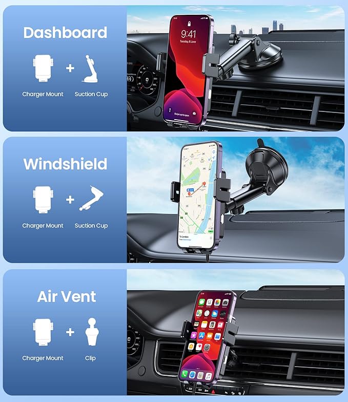 Wireless Car Charger, MOKPR 15W Fast Charging Auto-Clamping Car Mount Universal