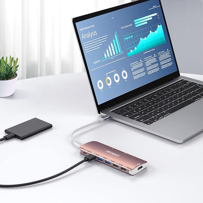 Acodot 9 in 1 USB C to 4K@60HZ HDMI Multiport Adapter, 3 USB 3.0 Ports