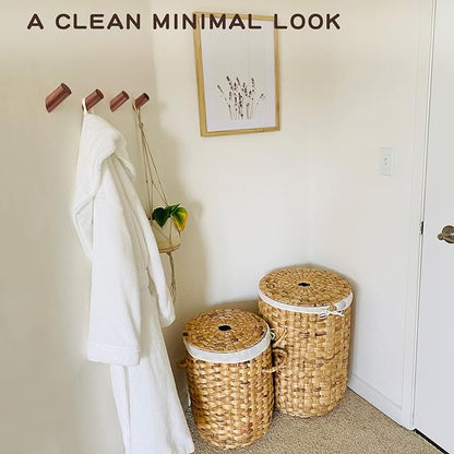 6 Pack Wood Hooks, Natural Coat Hooks Wall Mounted