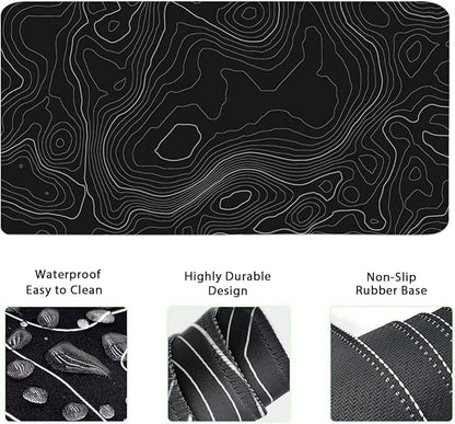 Topographic Mouse Pad Set, Extended Mouse Pad+Keyboard Wrist Rest, Memory Foam