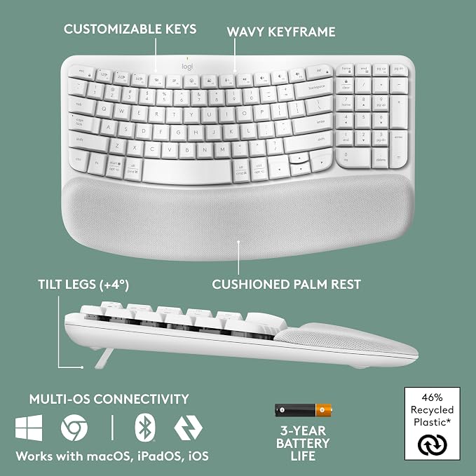 Logitech Wave Keys Wireless Ergonomic Keyboard