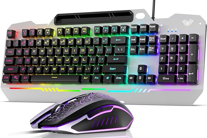 AULA Keyboard, T102 104 Keys Gaming Keyboard and Mouse Combo