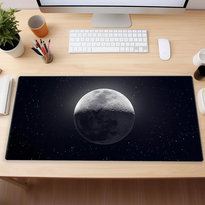Moon Mouse Pad Sci-fi Galaxy Desk Mat Extended XL Large Gaming Mousepad Dark