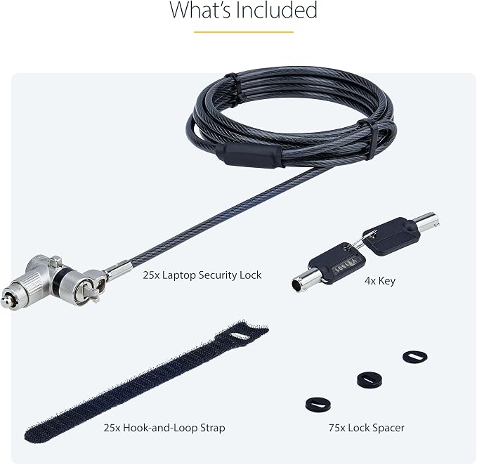 StarTech.com 25-Pack Universal Laptop Lock 6.6ft, Keyed Alike Security Cable