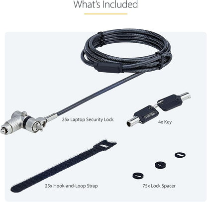 StarTech.com 25-Pack Universal Laptop Lock 6.6ft, Keyed Alike Security Cable