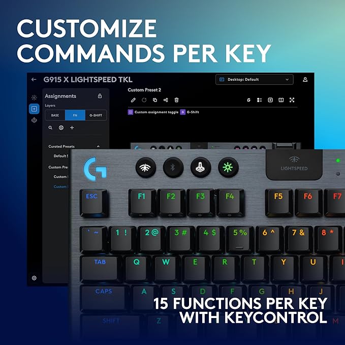 Logitech G915 X Lightspeed TKL Wireless Mechanical Gaming Keyboard, Double-Shot