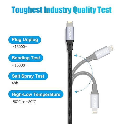 AGVEE 2 Pack 4 inch USB-C Female to Lightning Male Adapter, 30W Fast Charging