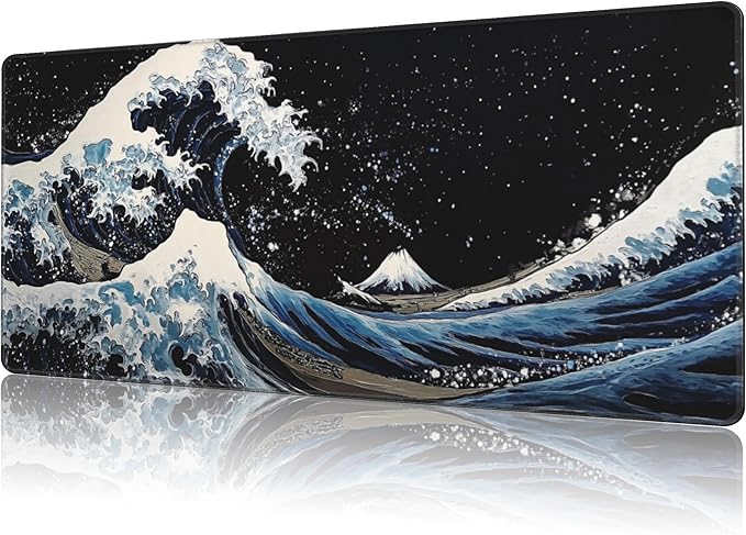 Mouse Pad Large Wave in The Night Sky Non-Slip Game Desk Mat