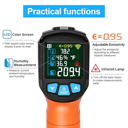 MESTEK Infrared Thermometer Gun, Non Contact Digital Laser Thermometer