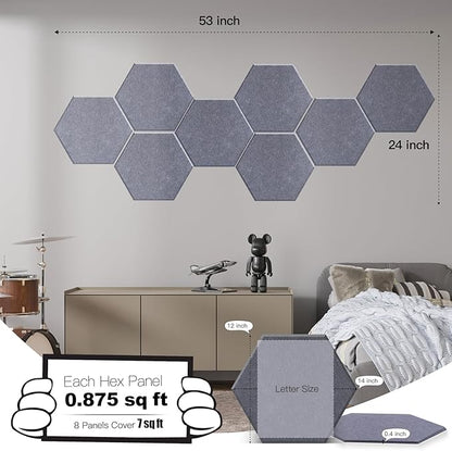 Mollywell Hexagon Acoustic Panels, High Density, Soundproofing, Decorative