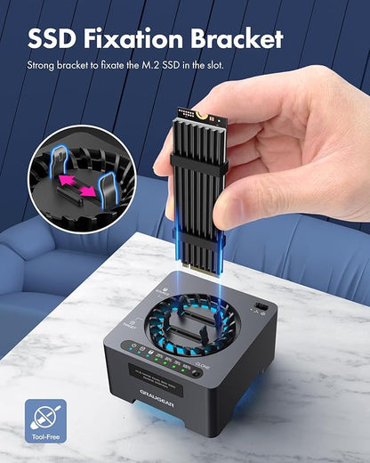 GRAUGEAR NVMe M.2 SSD Duplicator Dual-Bay Offline Clone Tool-Free, 20Gbps USB C