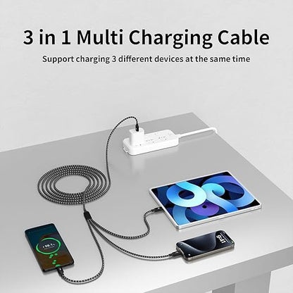 Multi Charging Cable, USB C Splitter Cable, 3 in 1 Fast Charging Cord