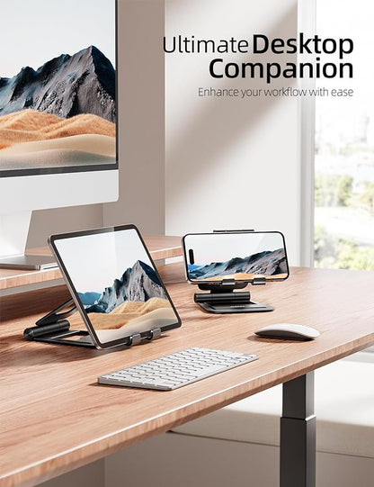 Nulaxy Aluminum Dual Foldable iPad Stand, Fully Adjustable Desktop Tablet Holder