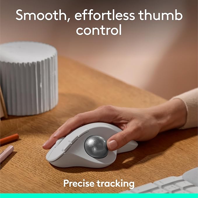 Logitech Ergo M575S Wireless Trackball Mouse, Wireless Ergonomic Mouse