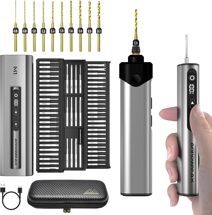 AM ARROWMAX Mini Electric Screwdriver & Drilling Adapter, 600RPM Precision