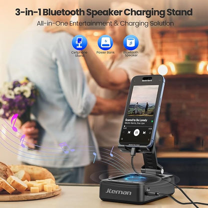JTEMAN Cell Phone Stand with Bluetooth Speaker and Charging Function, Birthday