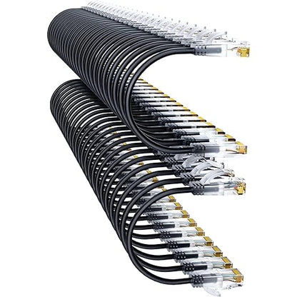 Cat6a Patch Cables 1ft Slim, Cat6 Ethernet Patch Cable Pure Copper, Flexible