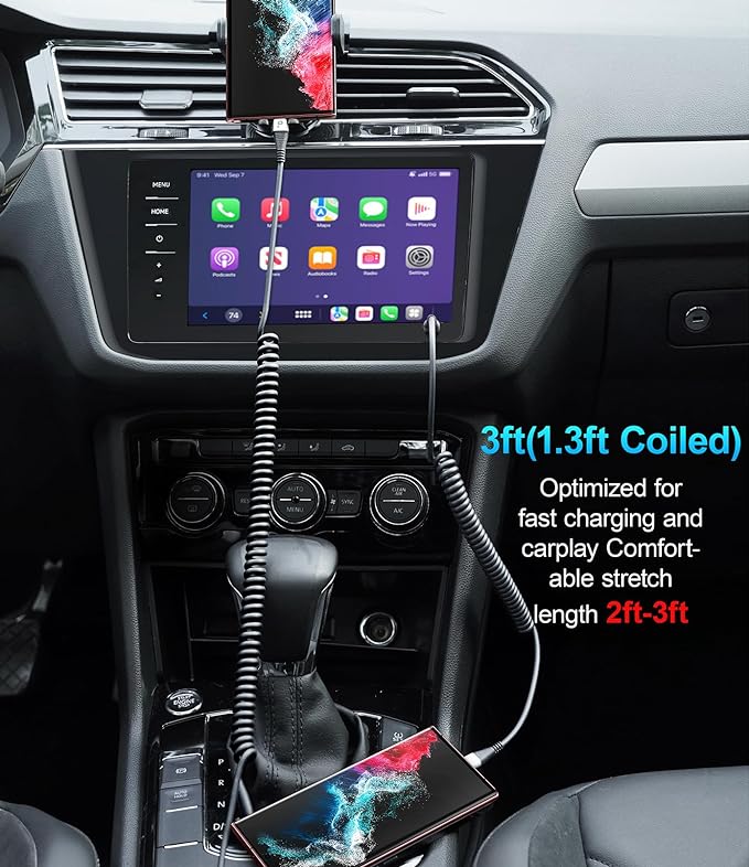 USB C Cable 3A Fast Charging 5FT Coiled USBC to USBC Charger Cable