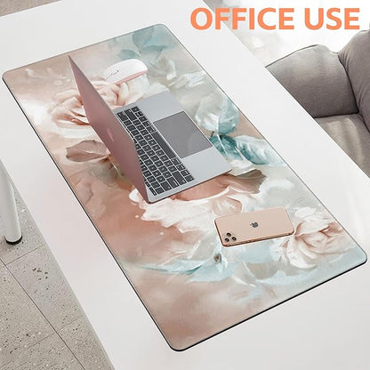 Mouse Pad Large Rose and Leaves Non-Slip Game Desk Mat