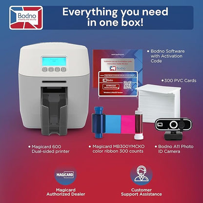Bodno Magicard 600 Dual Sided ID Card Printer & Complete Supplies Package ID