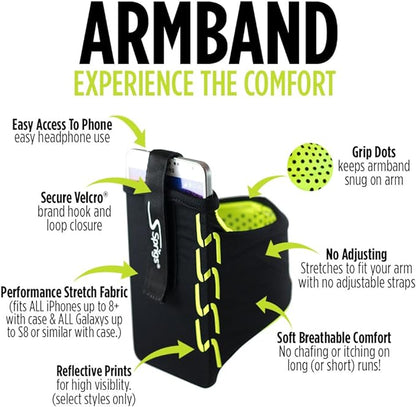 Sprigs Phone Armband Sleeve for iPhone 14, X Galaxy Z, S20 Google Pixel 7
