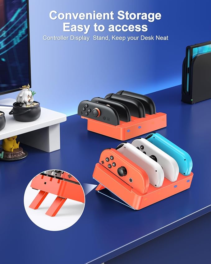 Charger for Nintendo Switch 2 and Switch 1 Controller, Horizontal Charging Dock