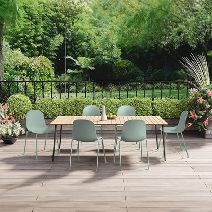 2xhome Modern Stackable Armless Dining Chair | Plastic Shell Seat with Metal Legs | Indoor or Outdoor Use | Home Kitchen Patio (4, Green, No Padding)