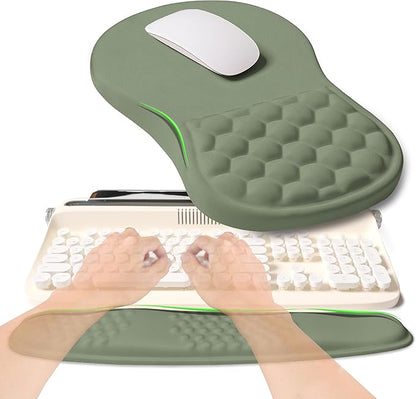 2-in-1 Ergonomic Set, Wave Rise Keyboard Wrist Rest and Massage Bulge Slope
