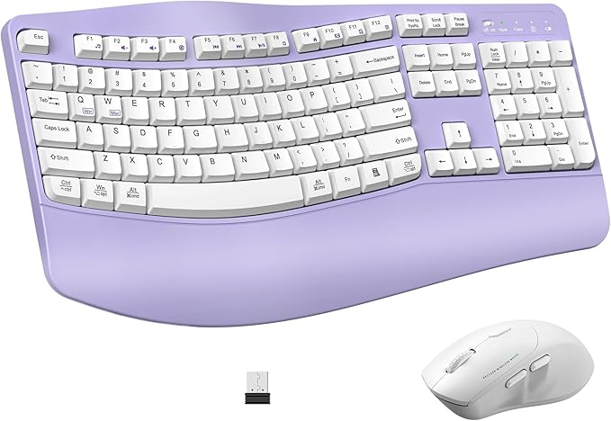 Ergonomic Wireless Keyboard and Mouse Combo, Wave Keys Keyboard