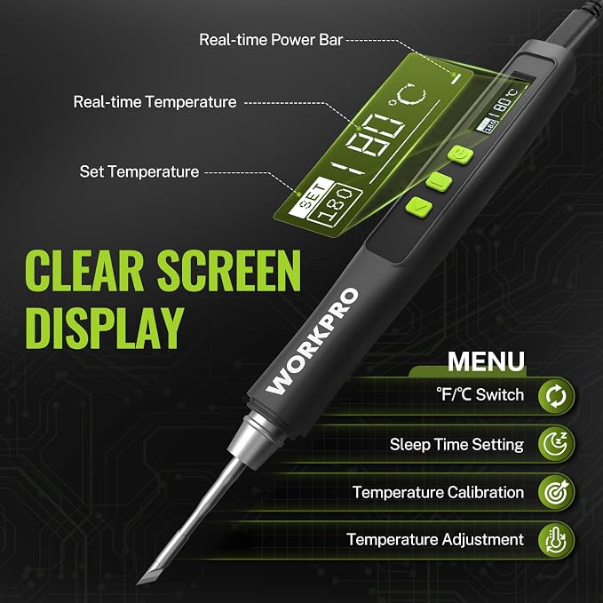 WORKPRO DC Soldering Iron Kit, Fast Heating Soldering Iron Pen