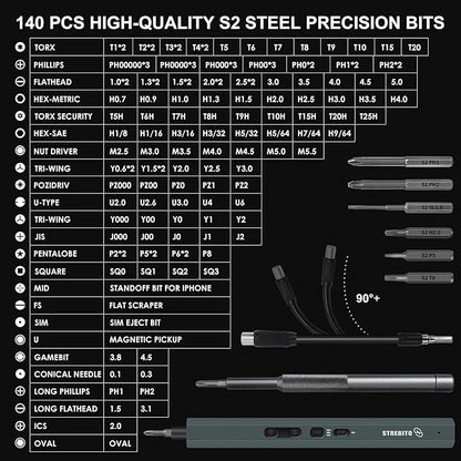 STREBITO Mini Electric Screwdriver Set 155 in 1 Small Powered Screwdriver