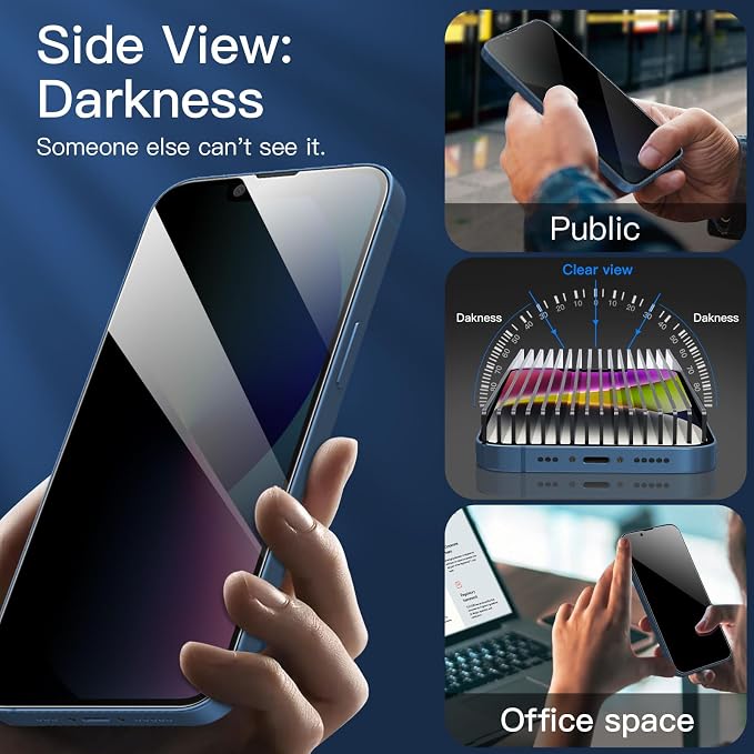 NEW'C 3 Pack Privacy for iPhone 13 Mini Screen Protector, Enhanced 28-Degree