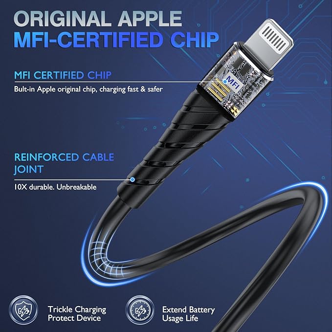 OIITH MFi Certified Short for iPhone Charger Cable 3 Pack 1 Ft, 12 inch for