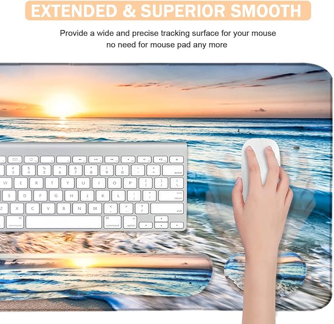 4-in-1 Large Gaming Mouse Pad, Keyboard Wrist Rest Pad & Wrist Support Mousepad