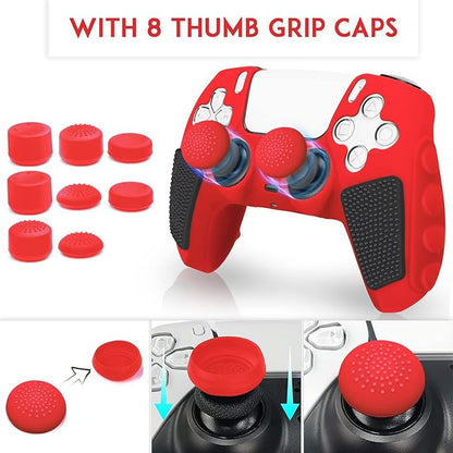 SIKEMAY Anti-Slip PS5 Controller Skin, Soft Thicken Non-Slip Studded Silicone