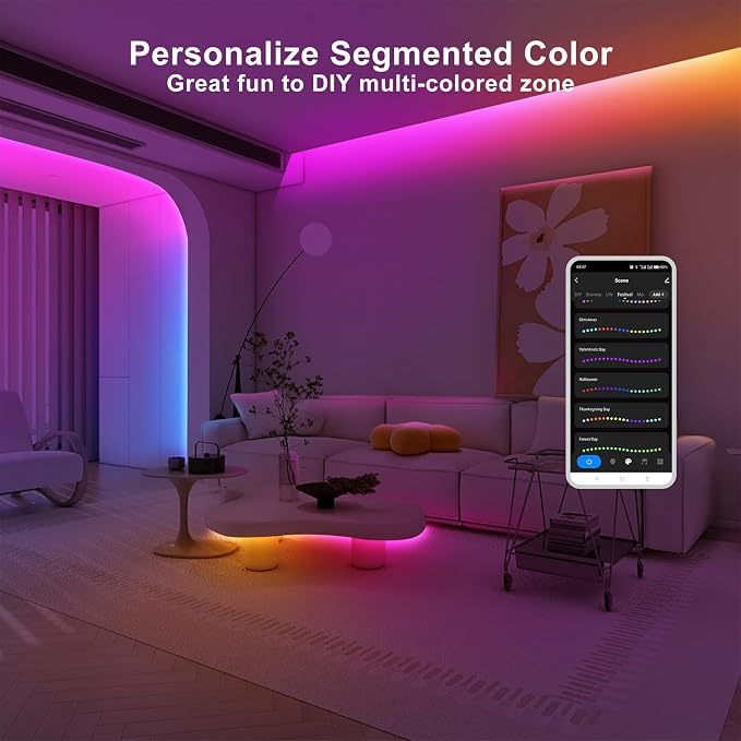16.4ft Bluetooth RGB+IC COB Led Strip Light