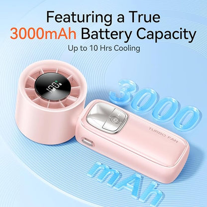 3-in-1 Portable Handheld Turbo Fan-100 Speeds, 15000 RPM, 10Hrs Cooling