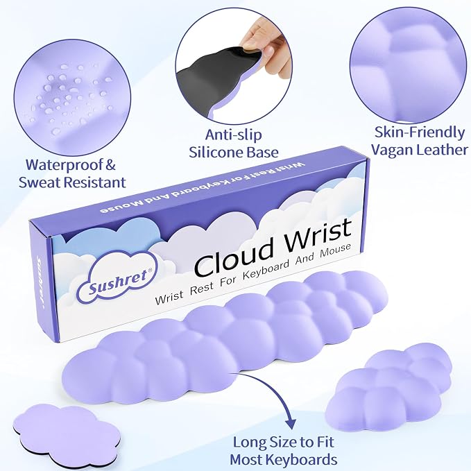Cloud Wrist Rest Keyboard, Cloud Keyboard Wrist Pad Set