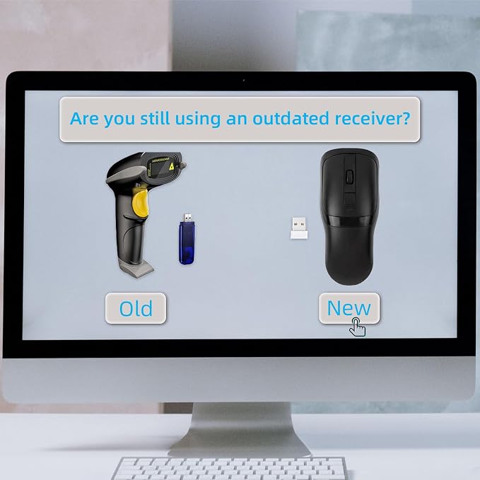 New Wireless Mouse Barcode Scanner, 2-in-1 Design 2D Handheld Barcode Scanner