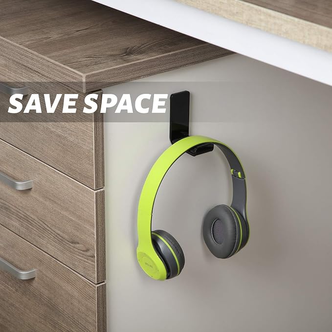 Weewooday 4 Pieces Headphone Hanger Holder Desk Adhesive Headphone Hook Wall