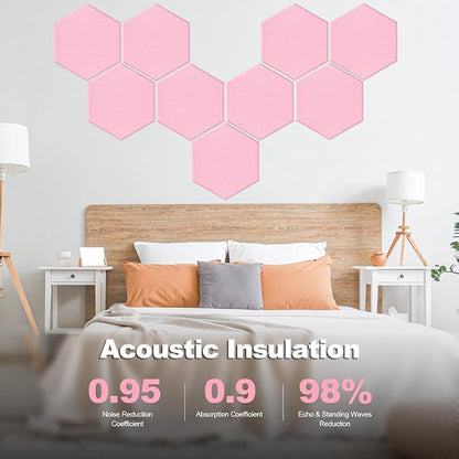 Mollywell Hexagon Acoustic Panels, High Density, Soundproofing, Decorative