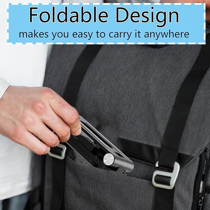 Folding Cell Phone Stand, Laptop Stand, Adjustable Height and Angle Foldable