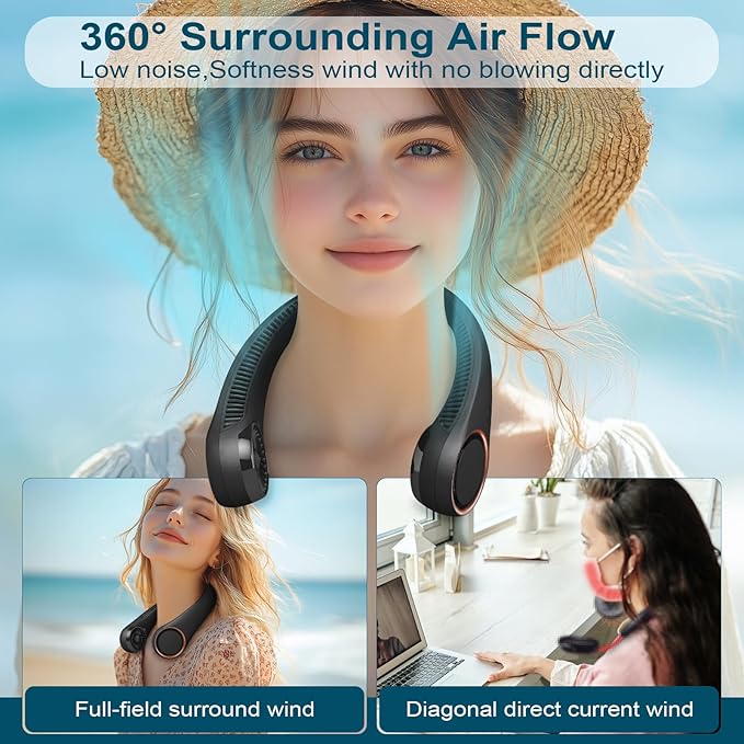 CIVPOWER Neck Fan: Portable Personal Neck Cooling Rechargeable Bladeless Fan