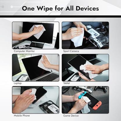 Air Jungles Electronic Wipes Screen Cleaning 70 Count, Quick Dry, Extra Large