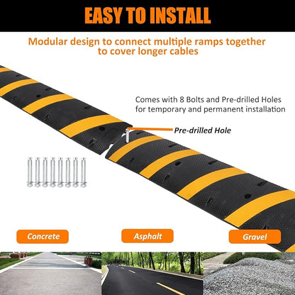 Heavy Duty Speed Bumps for Driveway, 2 Pack 6Ft Rubber Speed Bumps, 2 Channel