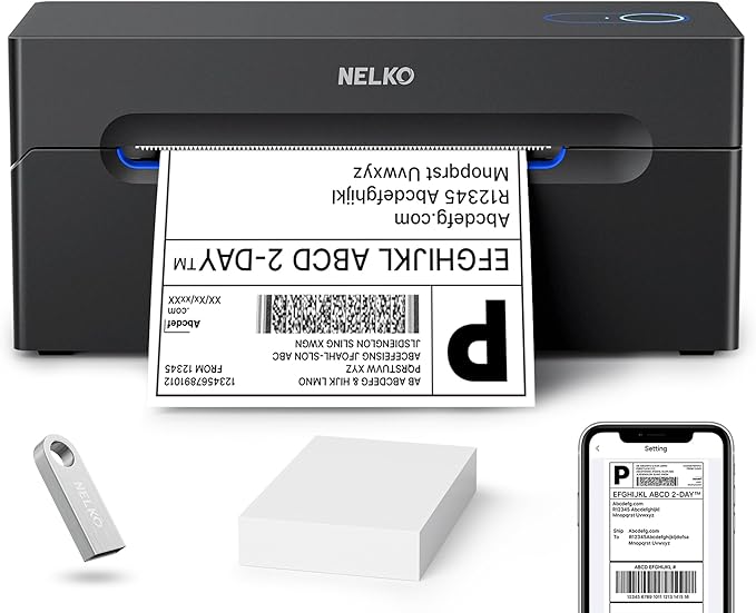 Nelko Bluetooth Thermal Shipping Label Printer, Wireless 4x6 Shipping Label