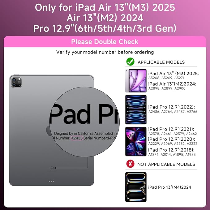 Transparent Case with Keyboard for iPad Air 13 Inch, iPad Pro 12.9 Inch